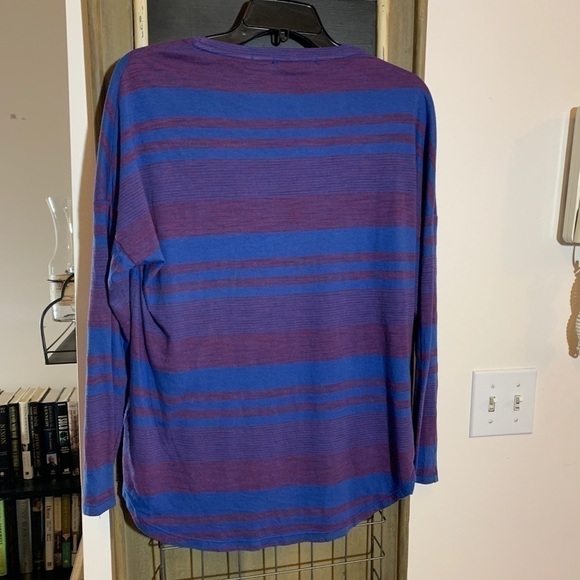 Anthropologie Stateside Striped Mock Wrap Long Sleeve Top Size XS Purple Blue - Picture 7 of 9